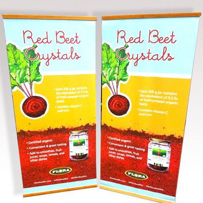 Vertical Banner Stand made of Bamboo for Flora Health